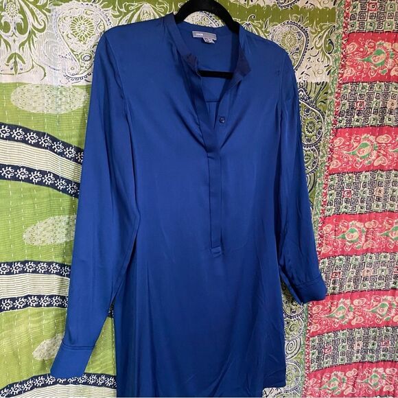 Vince Royal Blue Silk Blend Tunic Top Size 2 - Picture 7 of 15